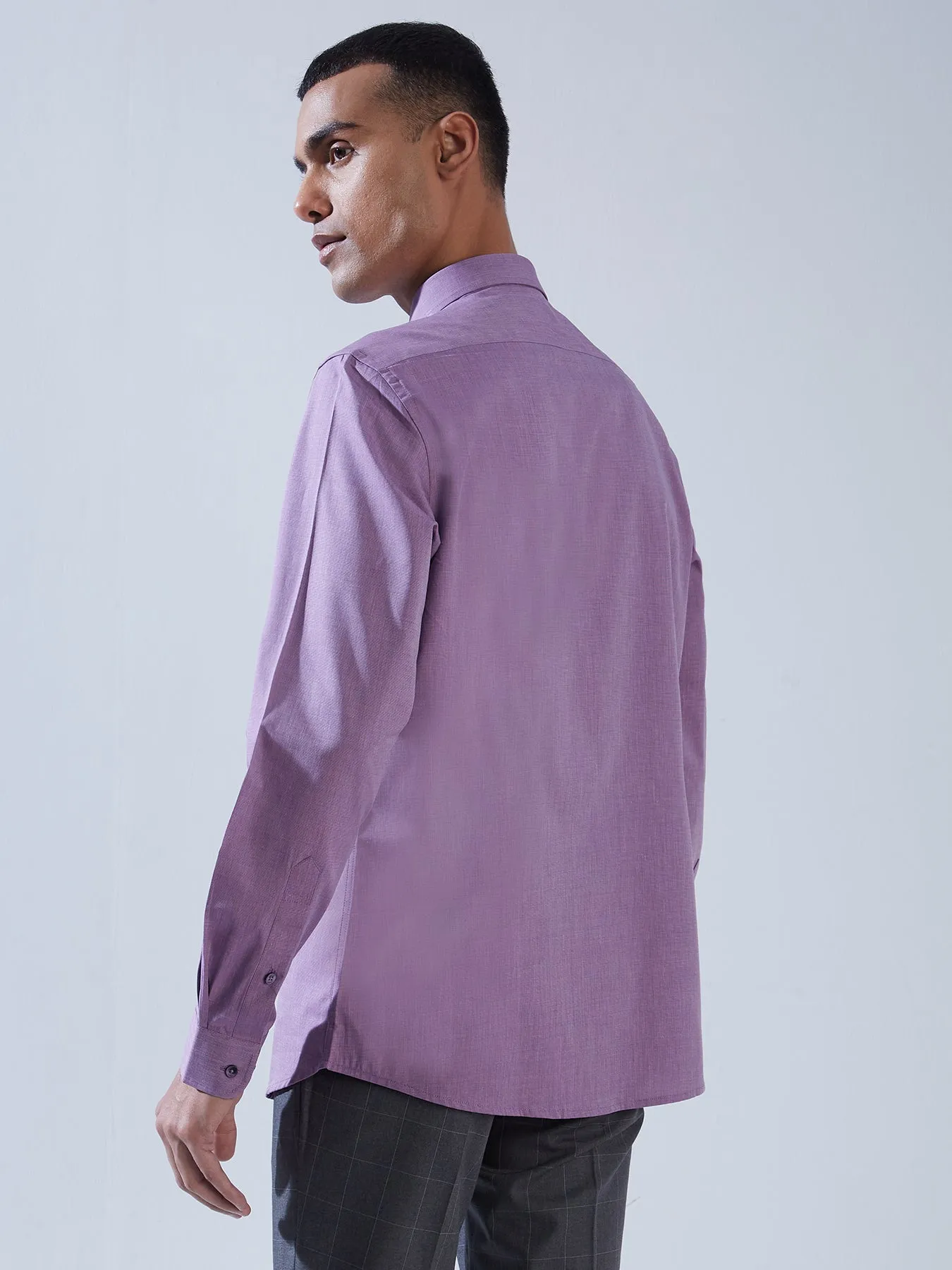 100% Cotton Purple SLIM FIT Full Sleeve Formal Mens Plain Shirt