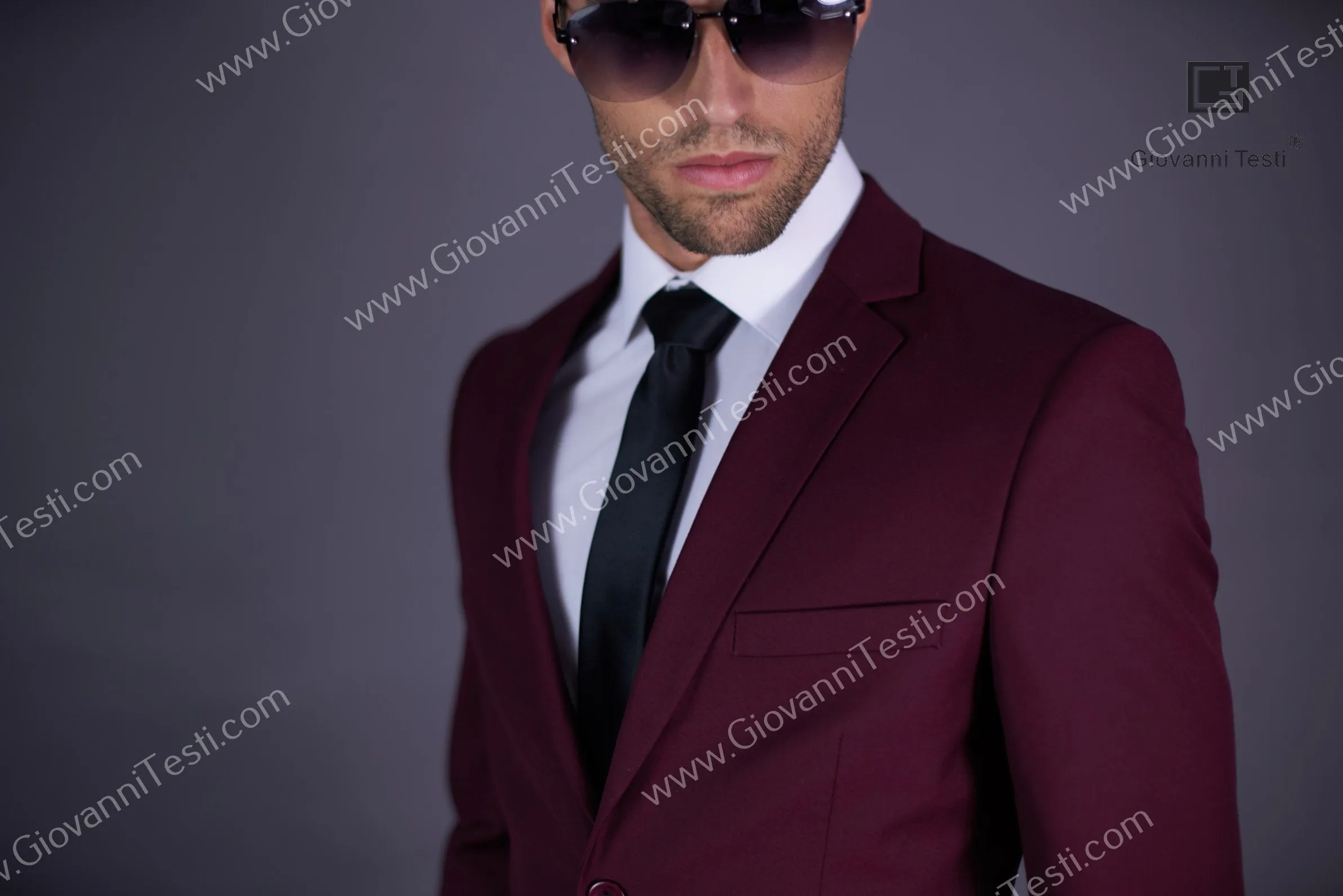 2 Button Notch Lapel Slim Fit Suit FF2SV-4030 Burgundy