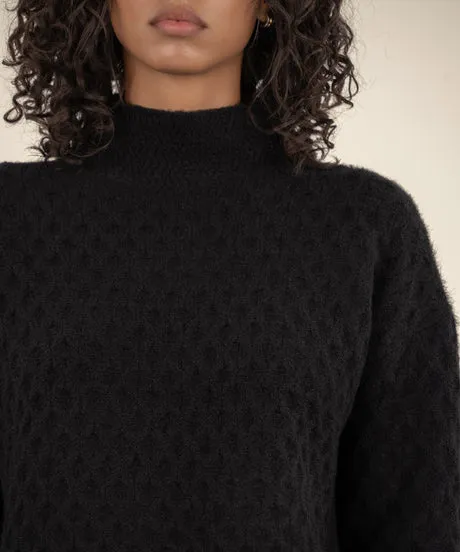 Adah Pull On High Neck Sweater in Black