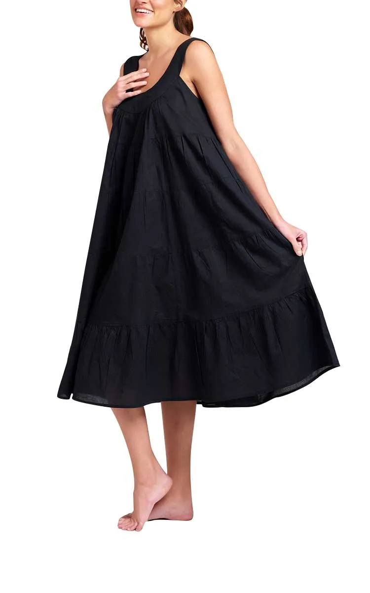 Arabella Chelsea Tiered Nightgown/Day Dress in Black MD-764BK