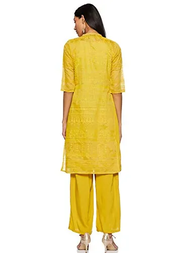 Aurelia Women's Synthetic Salwar Suit Set (19FED10054-500020_T-Yellow_X-Large)