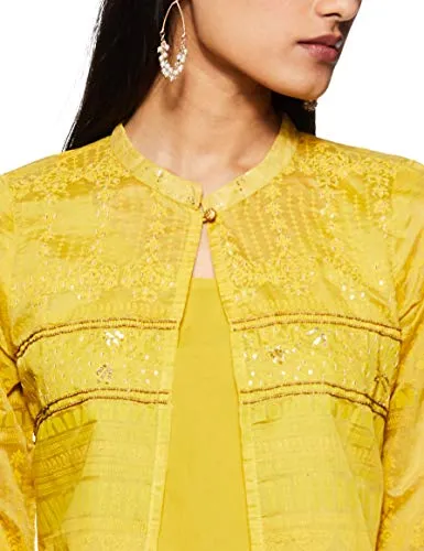 Aurelia Women's Synthetic Salwar Suit Set (19FED10054-500020_T-Yellow_X-Large)