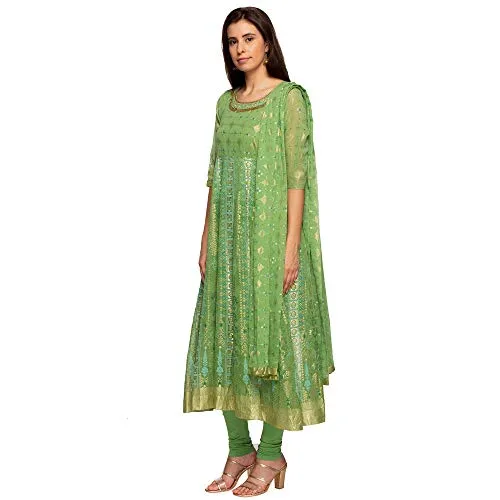 Aurelia Women's Synthetic Salwar Suit Set (19FED10090-500316_T-Green_Xx-Large)