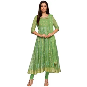 Aurelia Women's Synthetic Salwar Suit Set (19FED10090-500316_T-Green_Xx-Large)