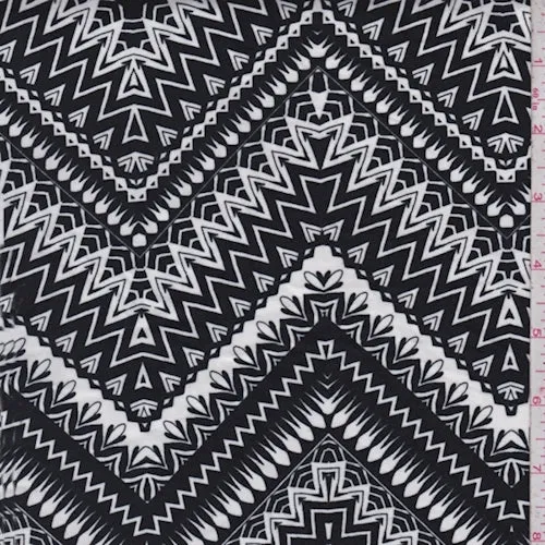 Black/White Deco Chevron Double Brushed Jersey Knit Fabric