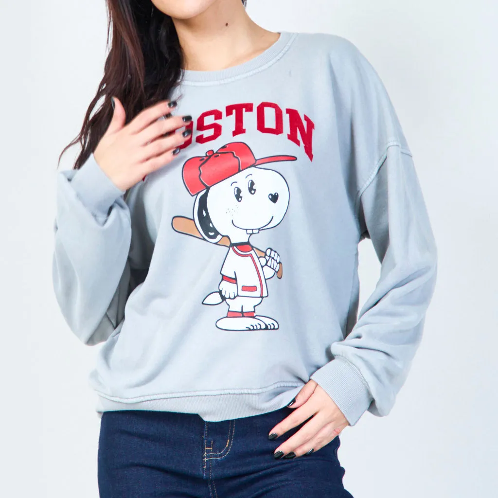 Boston graphic relaxed sweatshirt wholesale