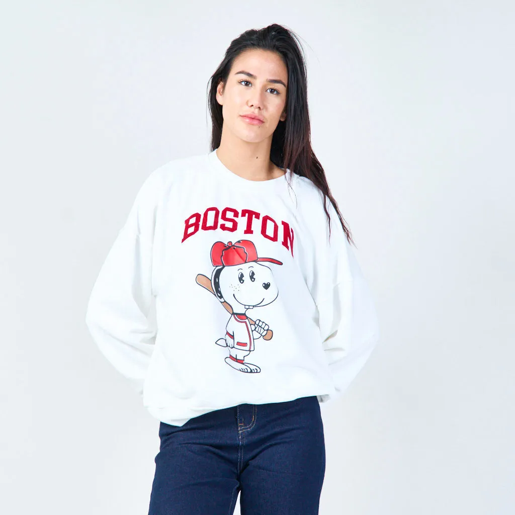 Boston graphic relaxed sweatshirt wholesale