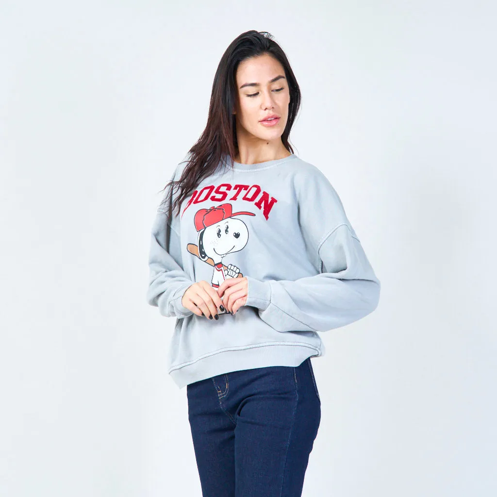 Boston graphic relaxed sweatshirt wholesale