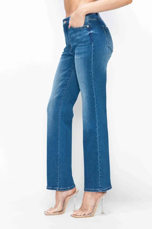 bytos Full Size Cat's Whiskers High Rise Straight Jeans