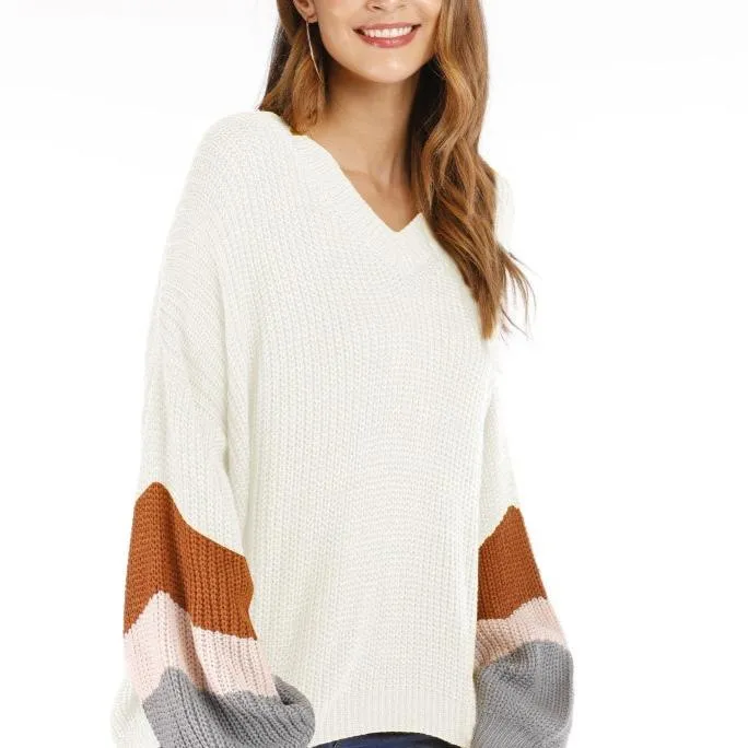 Chic Oversized V-neck Knit Sweater