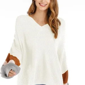 Chic Oversized V-neck Knit Sweater