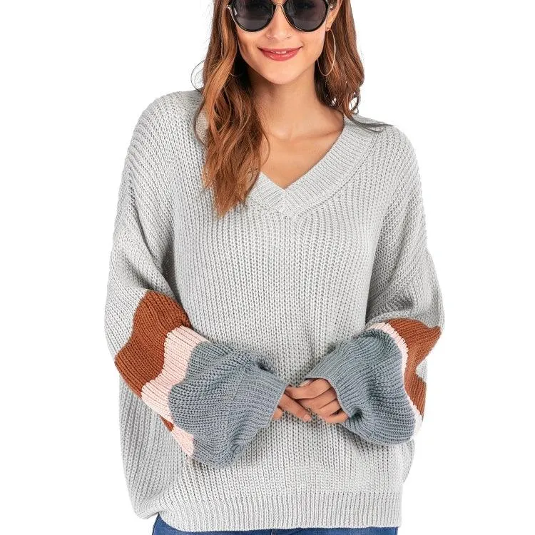 Chic Oversized V-neck Knit Sweater