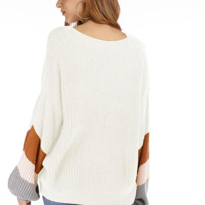 Chic Oversized V-neck Knit Sweater