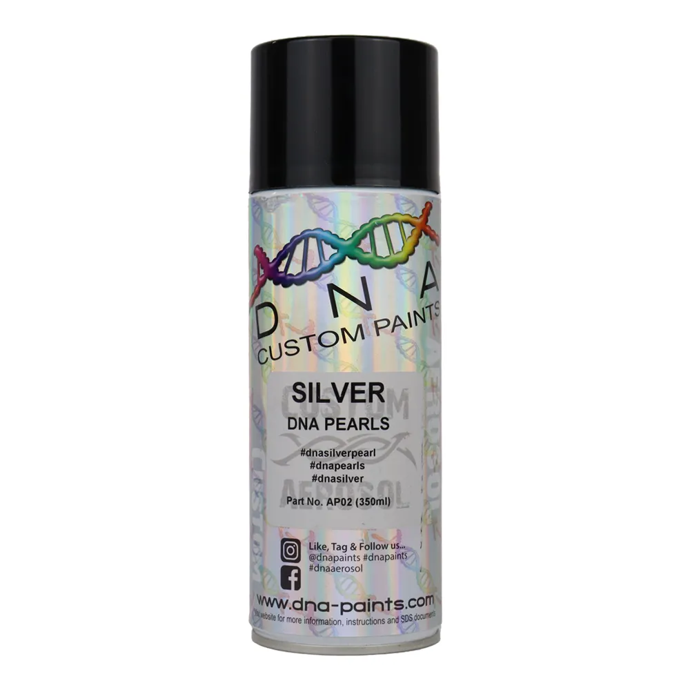 DNA PAINTS Pearl Colour Spray Paint 350ml Aerosol Silver Pearlescent