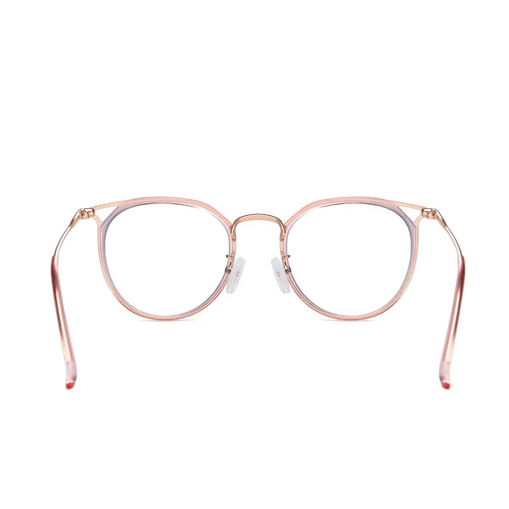 DUCO Blue Light Blocking Glasses Women Vintage Cateye Round Frame Eyeglasses W012