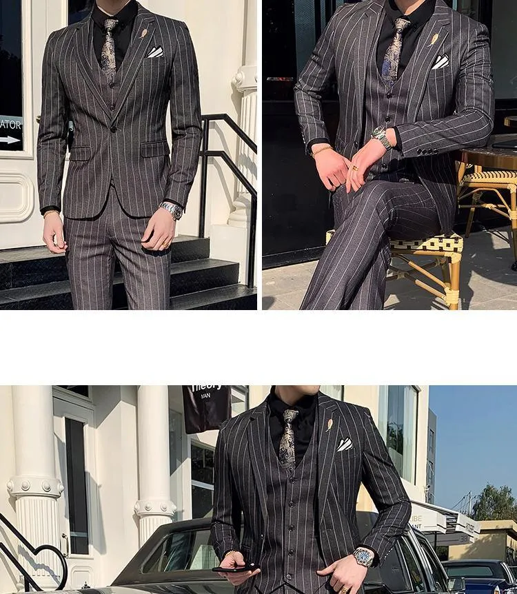 Formal Striped 3-Piece Suits