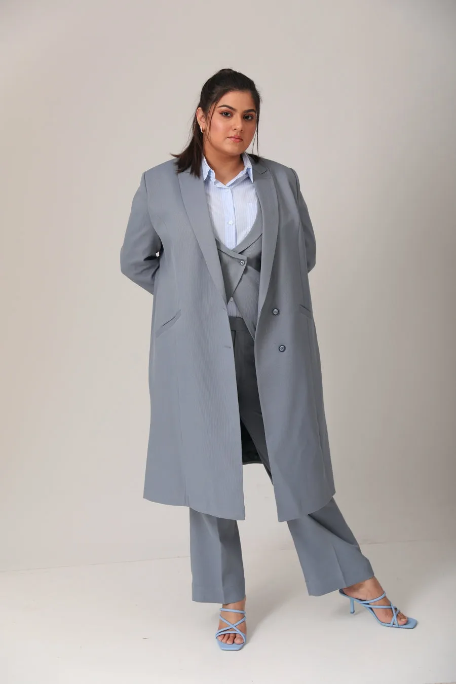 Formal Women's Blue Three Piece Suit