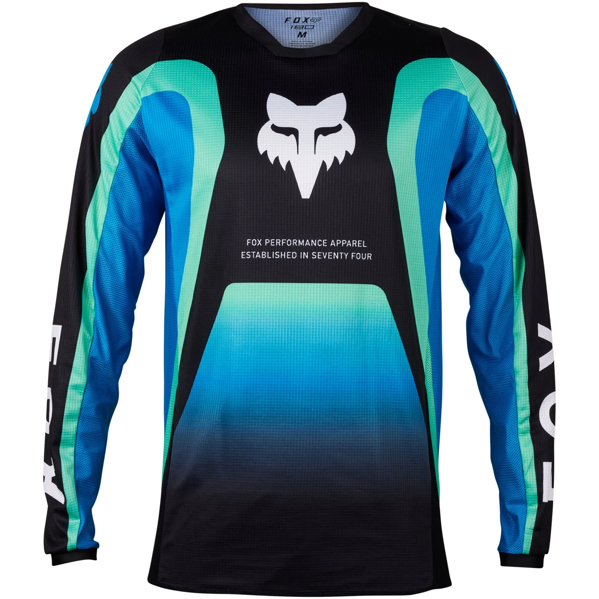 Fox Racing  Mens 180 Ballast Offroad Jersey Moisture Wicking Vented Black Blue