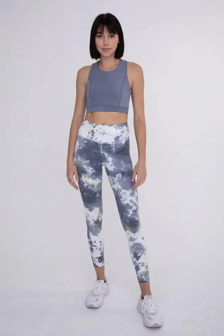 Galaxy Tie-Dye Highwaist Leggings Grey Lime