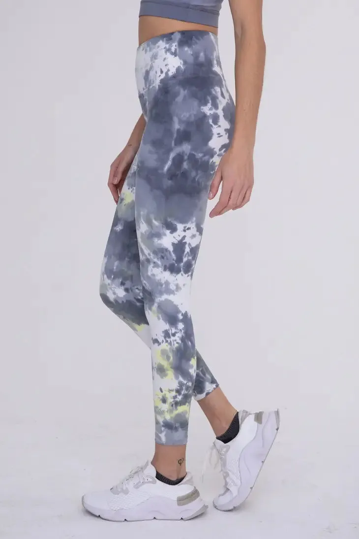 Galaxy Tie-Dye Highwaist Leggings Grey Lime