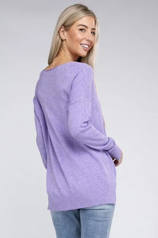 Garment Dyed Front Seam Zenana Sweater