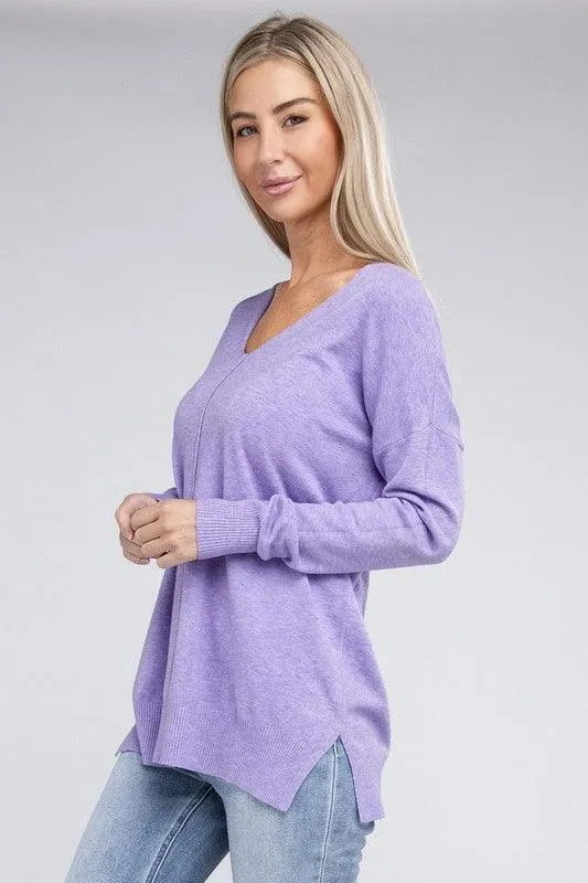 Garment Dyed Front Seam Zenana Sweater