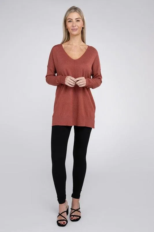 Garment Dyed Front Seam Zenana Sweater