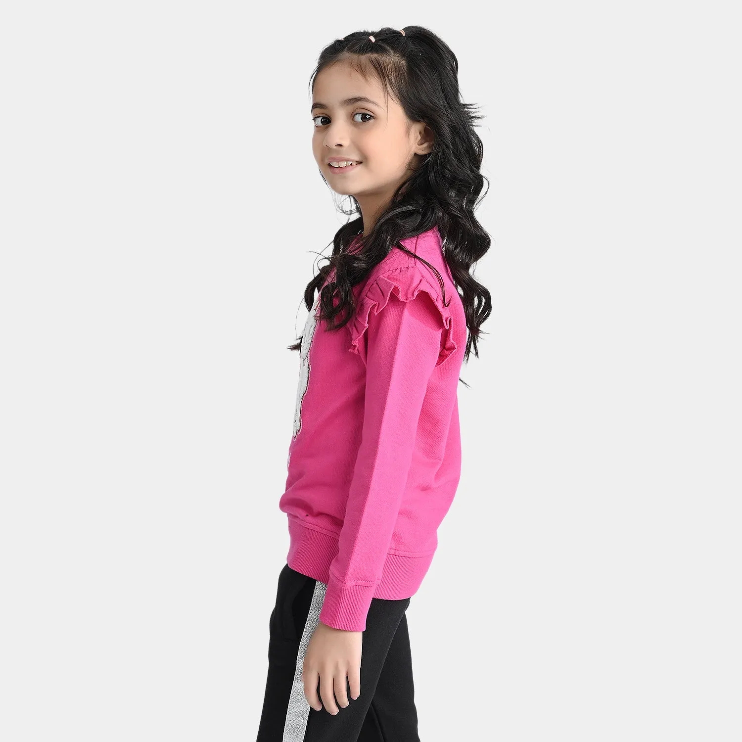 Girls Cotton Terry Sweatshirt Purrfect-Pink