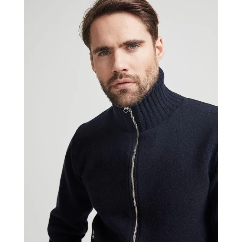 Holebrook Måns Windproof Knitted Lambswool Full Zip Jacket - Navy