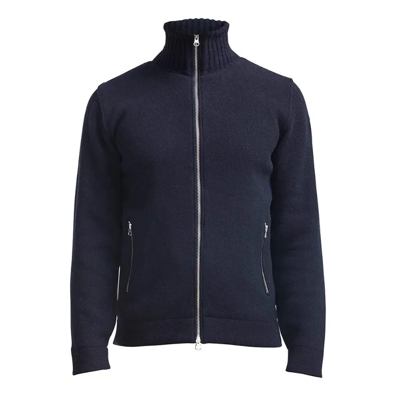 Holebrook Måns Windproof Knitted Lambswool Full Zip Jacket - Navy