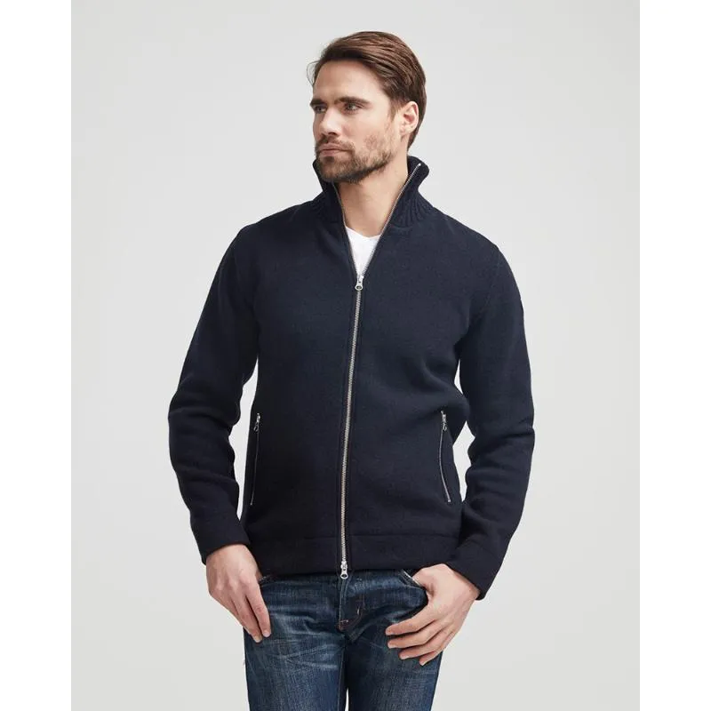 Holebrook Måns Windproof Knitted Lambswool Full Zip Jacket - Navy