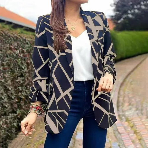 Long Sleeve Women Suit Jacket Turn-down Collar Blazer Coat