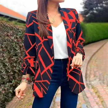 Long Sleeve Women Suit Jacket Turn-down Collar Blazer Coat