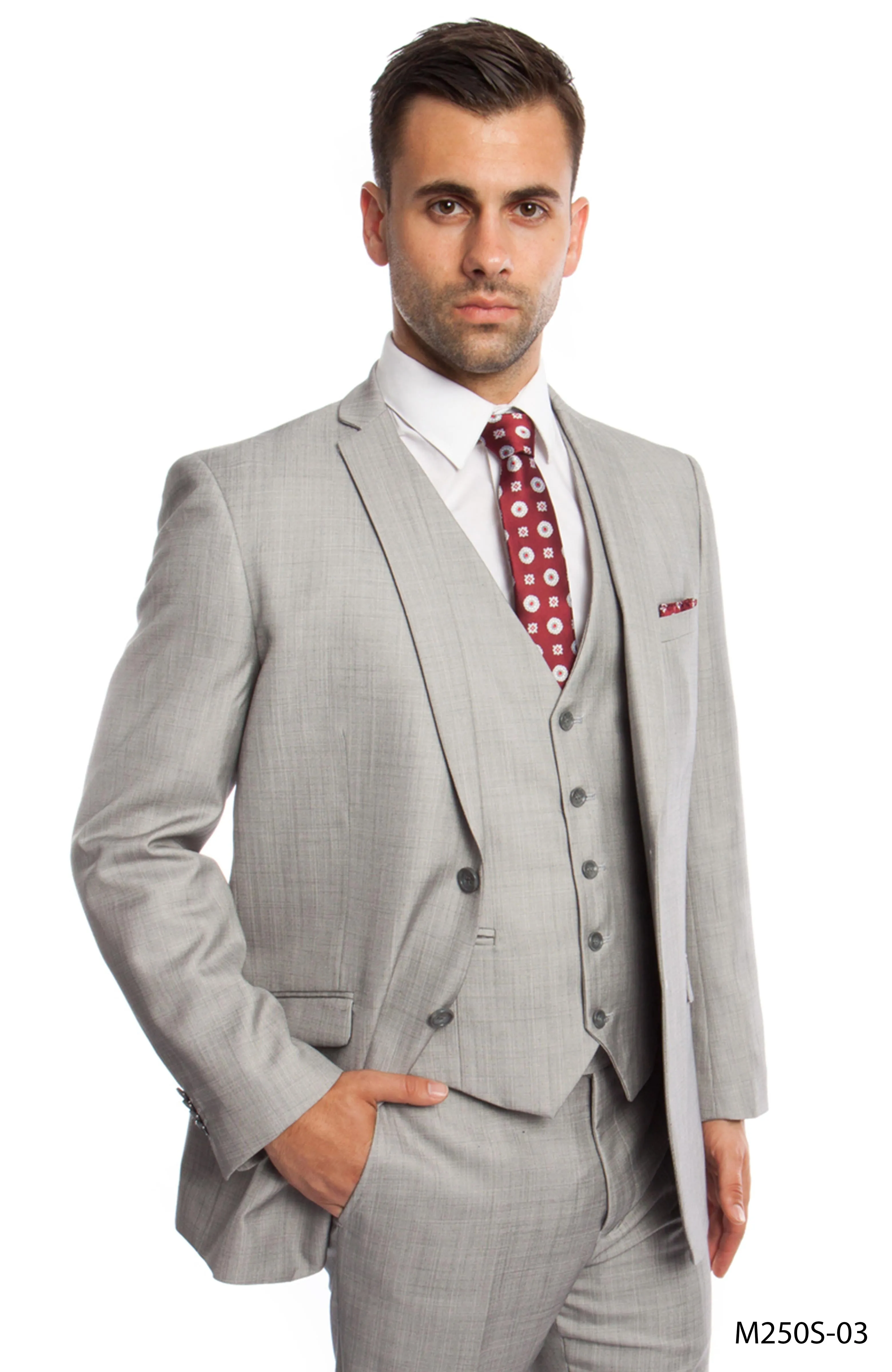 Lt. Gray 3-PC Slim Fit Performance Stretch Suits