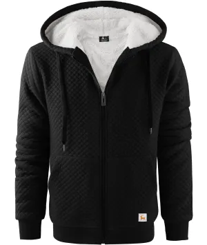 Men's Zip Up Fleece Sherpa Lined Hoodie-ZPK006396