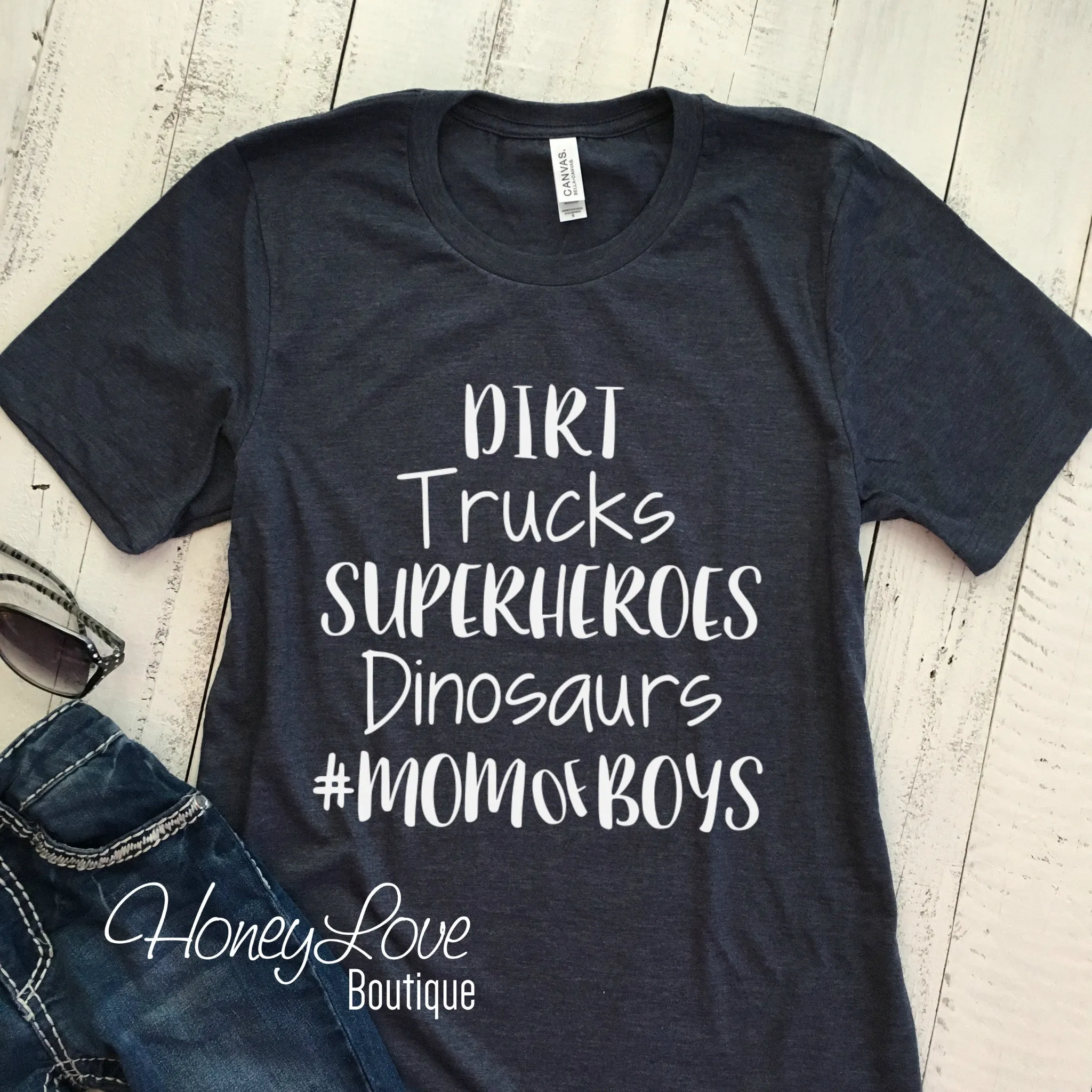 #MOMofBOYS tee - Dirt Trucks Superheroes Dinosaurs