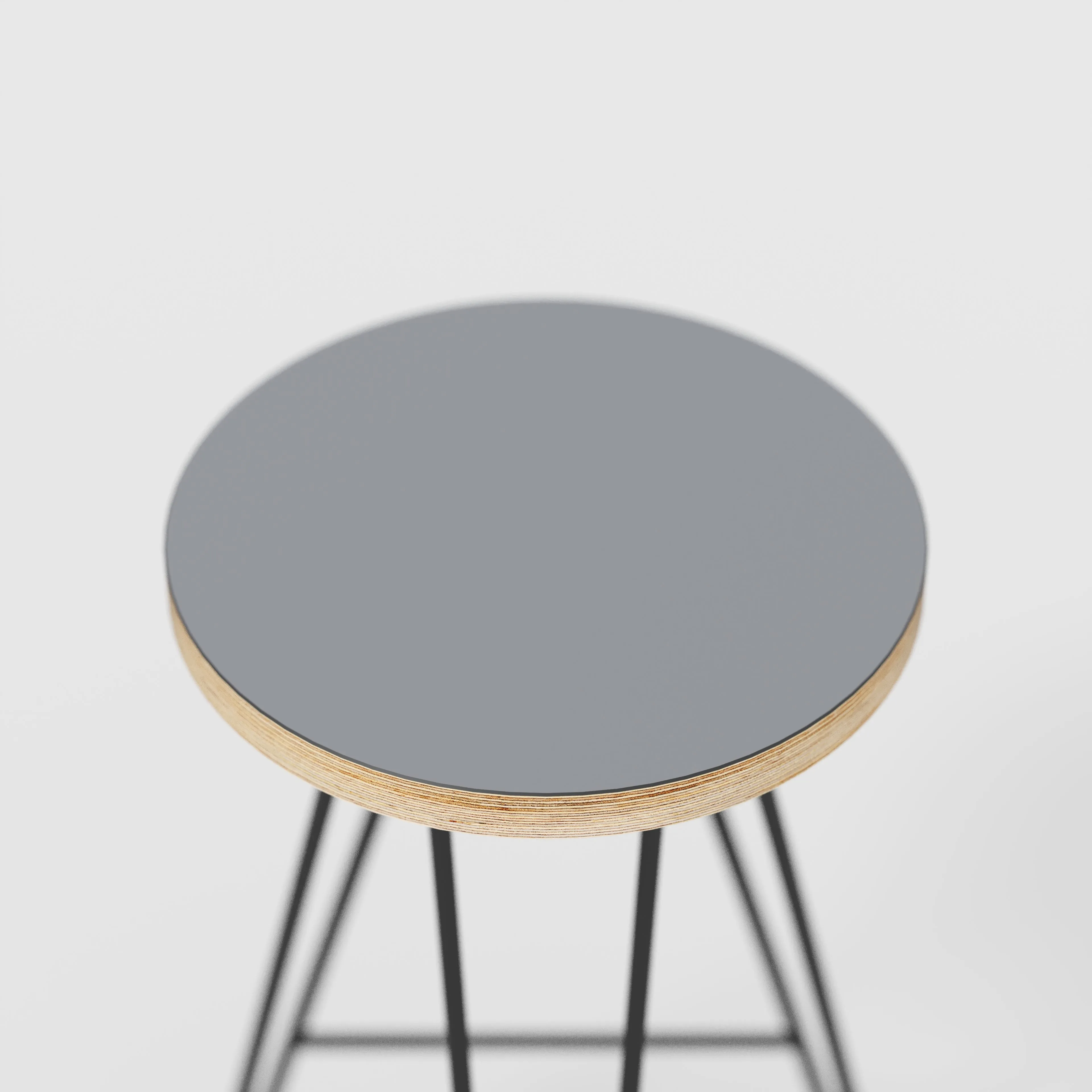 Plywood Bar Stool with Black Hairpin Base - Formica Tornado Grey