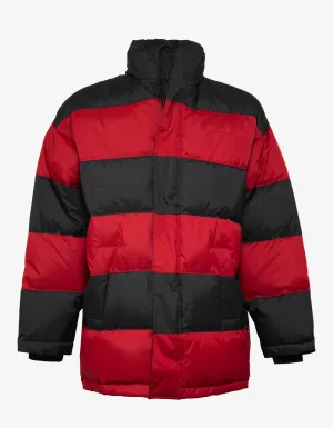 Red & Black Stripe Down Coat