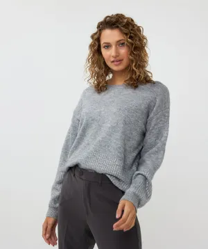 Rhinestone Trim Crew Neck Pullover