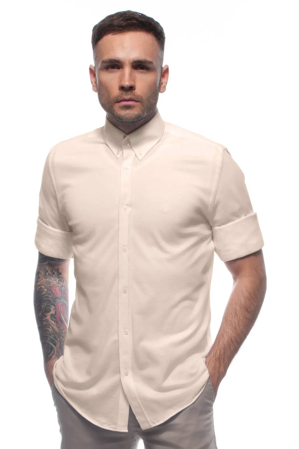 Sand Beige Lightweight Cotton Piqué Shirt