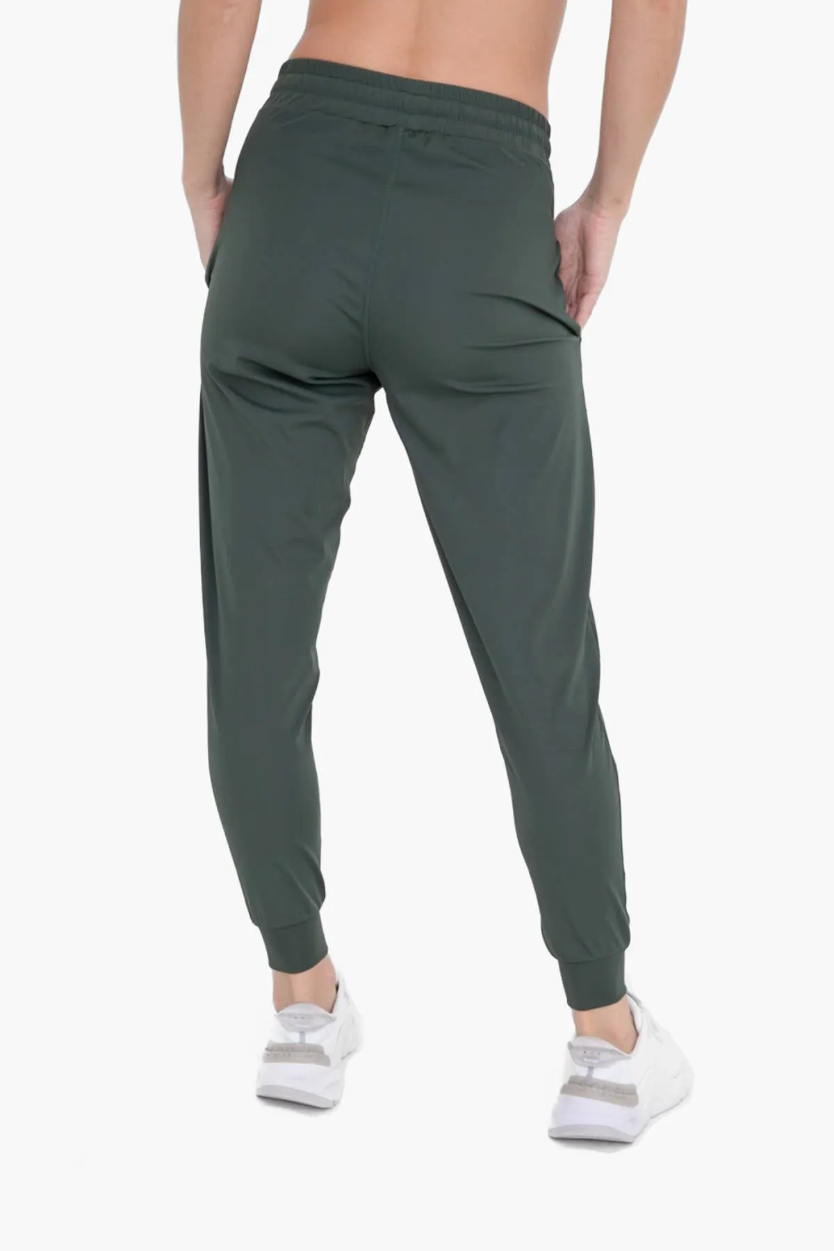 Solid Pleated Front Joggers: DEEP FOREST