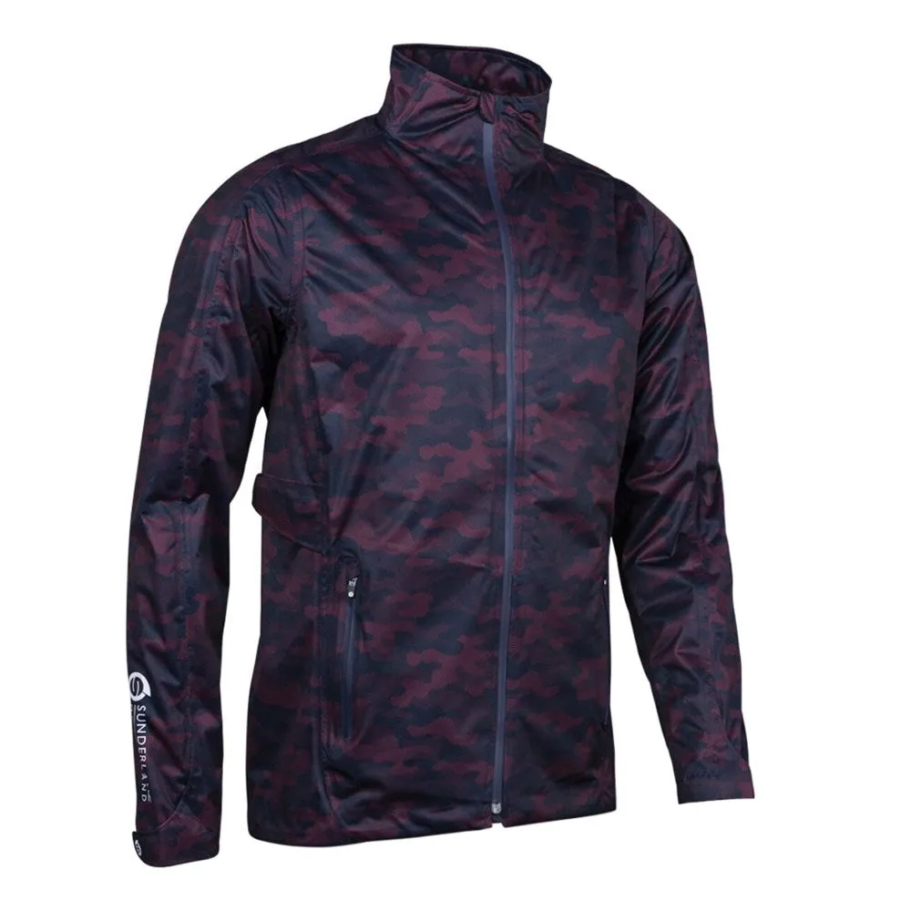 Sunderland Whisperdry Pro-Lite Lightweight Waterproof Golf Jacket - Mulberry Camo/ Navy